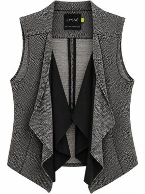 Lysse Black & Gray Textured Draped Vest